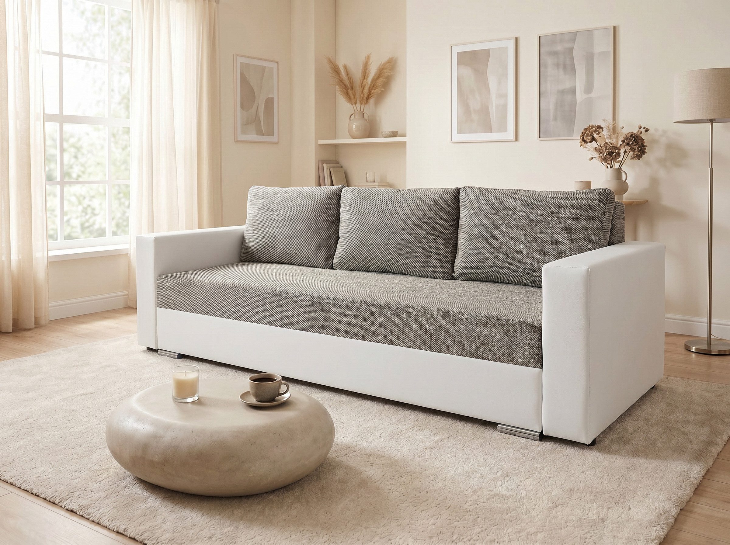 Sofnet Schlafsofa Bird, mit Schlaffunktion und Bettkasten, Bettsofa mit Chromfüße, Schlafcouch, Sofagarnitur