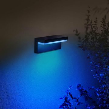 Philips Hue LED Außen-Wandleuchte White & Color Ambiance Nyro Wandleuchte schwarz 1000lm, keine Angabe, Leuchtmittel enthalten: Ja, fest verbaut, LED, warmweiss, Aussenlampe, Aussenwandleuchte, Outdoor-Leuchte