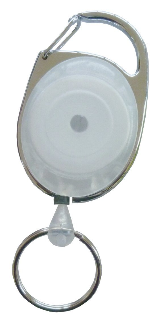 Kranholdt Schlüsselanhänger Jojo / Ausweishalter / Ausweisclip ovale Form (10-tlg), Metallumrandung, Schlüsselring Transparent Weiß
