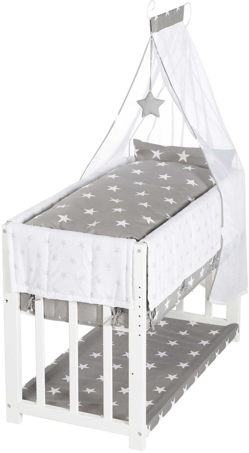 roba® Stubenbett 3in1, Little Stars, weiß, zu Elternbett oder Bank umbaubar