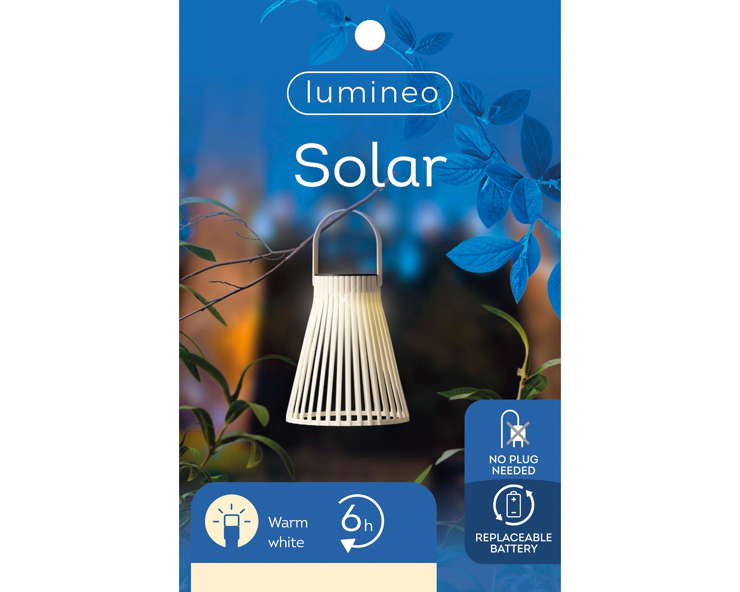 Lumineo LED Laterne, Dauerlicht, warmweiß, Solar Gartenleuchte LED Laterne 14x18cm Kunststoff Weiß / Warmweiß