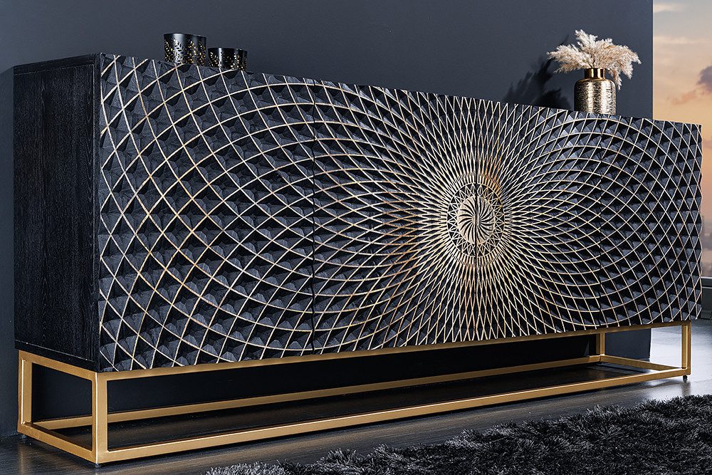 riess-ambiente Sideboard ILLUSION 180cm schwarz / gold (Einzelartikel, 1 St günstig online kaufen
