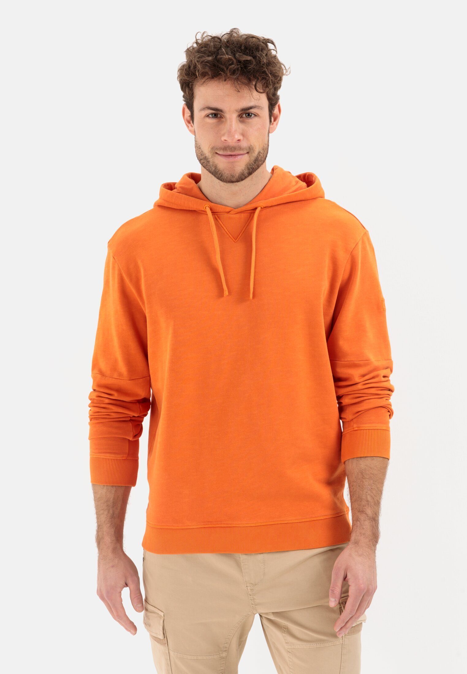 camel active Hoodie aus reiner Baumwolle Langarm Kapuze