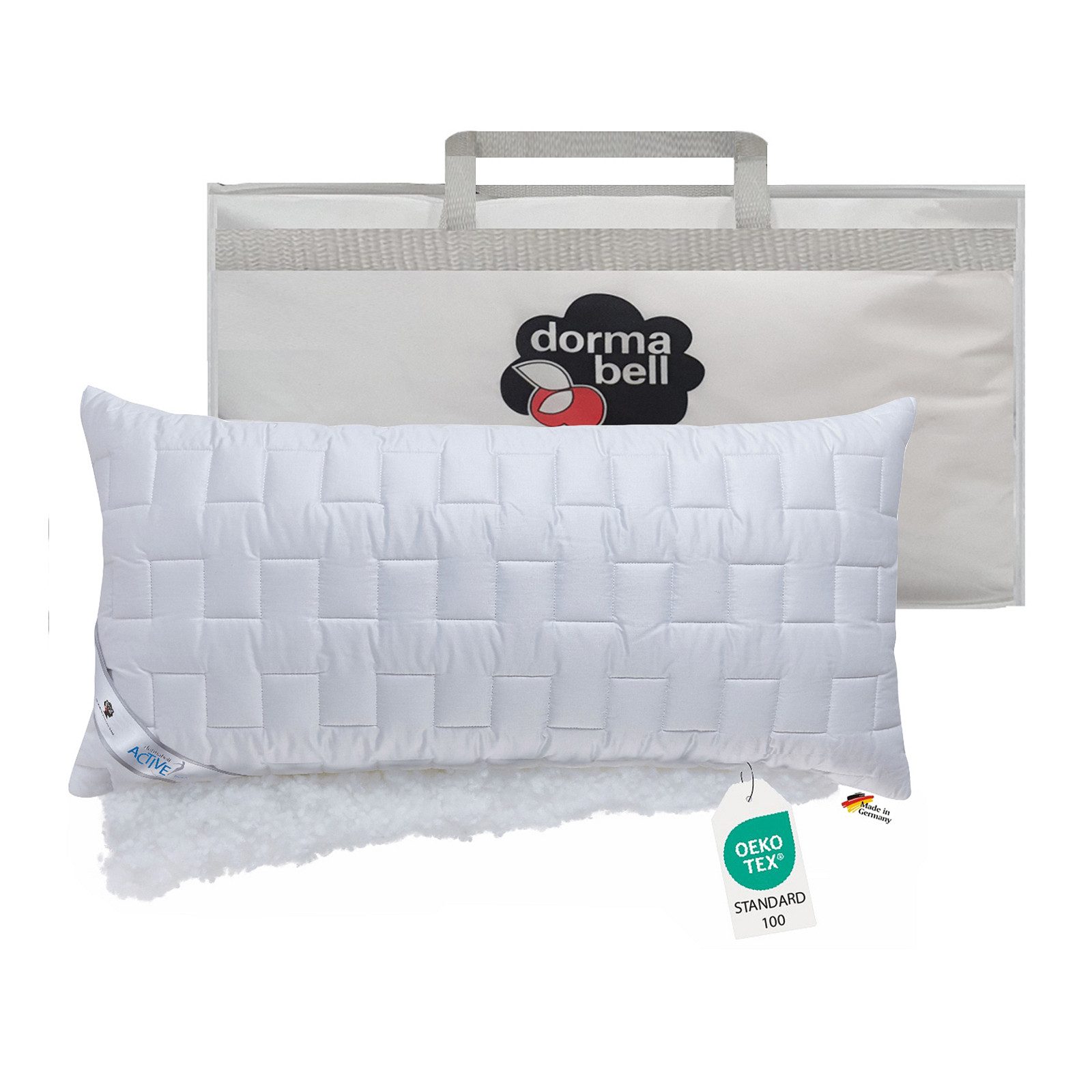 Dormabell Kunstfaserkopfkissen Dormabell Active fresh Kopfkissen Funktions Faserkissen 40x80 kühl, Füllung: Faserkugeln, Bezug: 100% Baumwolle, Seitenschläfer, Rückenschläfer, Bauchschläfer, Hergestellt in Deutschland