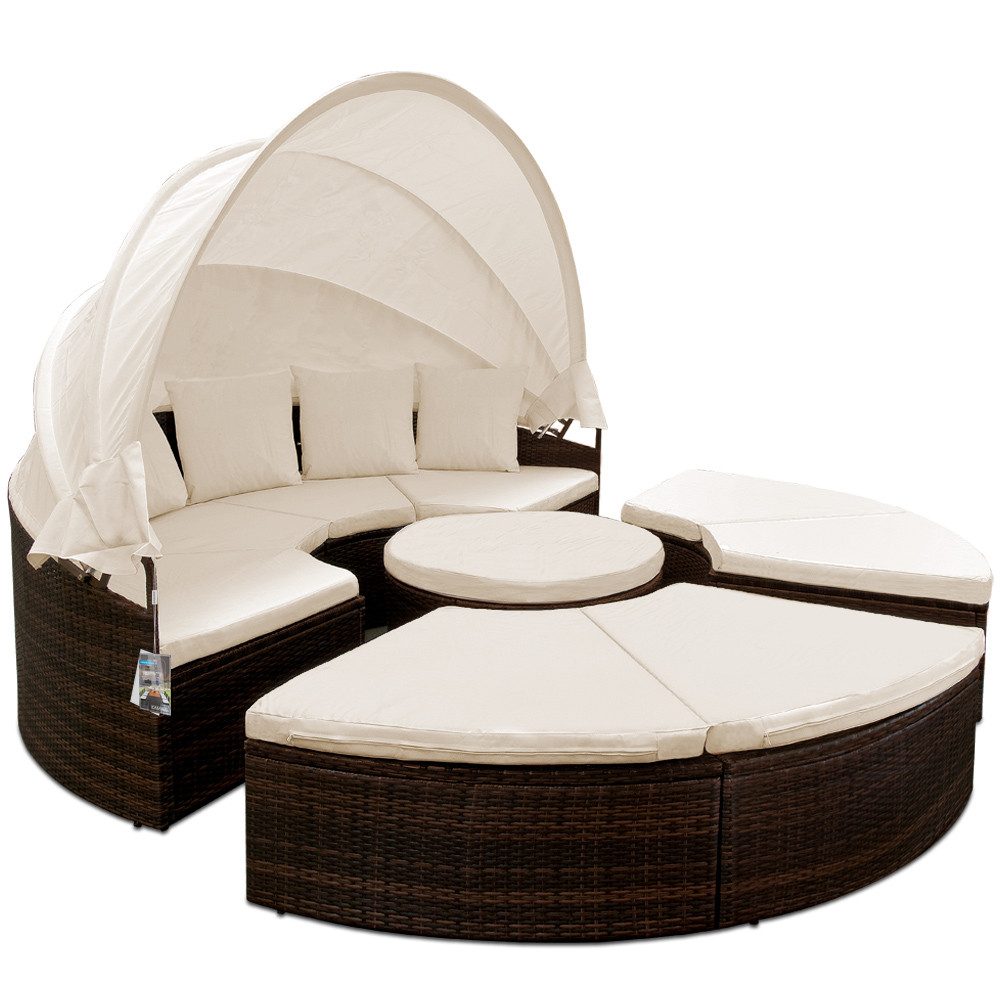 Casaria Sonneninsel Braun, 230cm Sonnenliege Polyrattan günstig online kaufen