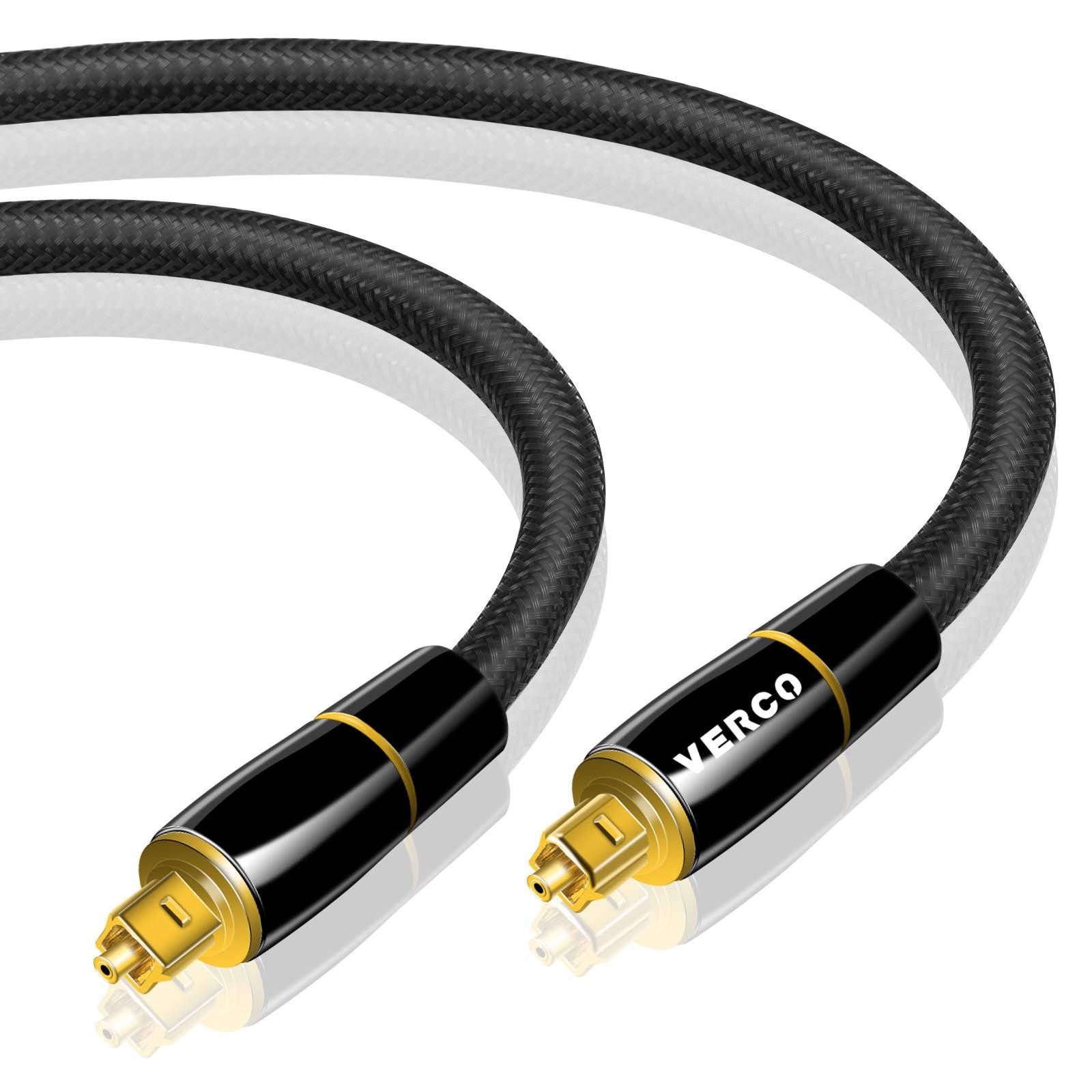 VERCO Digital Audio HiFi Kabel SPDIF LWL Optisches-Kabel, Toslink, (50 cm), F05 Standard Stecker Dolby TrueHD Dolby Digital 7.1 DTS kompatibel
