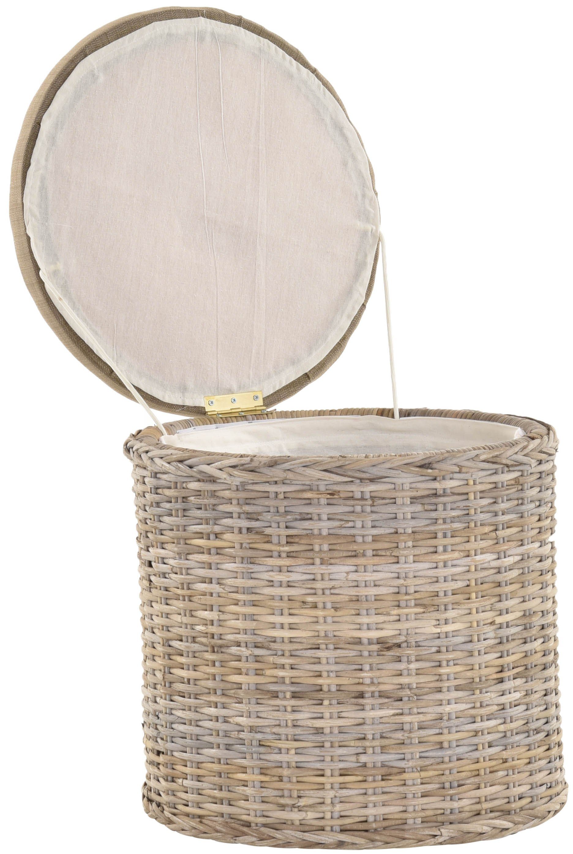 Krines Home Wäschekorb Rattan Sitzhocker mit Stauraum Rund Badhocker Sitz g günstig online kaufen