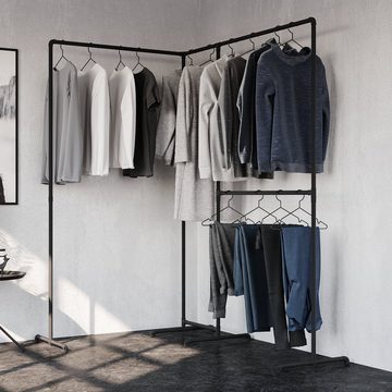 pamo. design Garderobenständer LAS EDGE, (Kleiderstangen ohne Bohren), Offener und freistehender Kleiderständer für das Eck