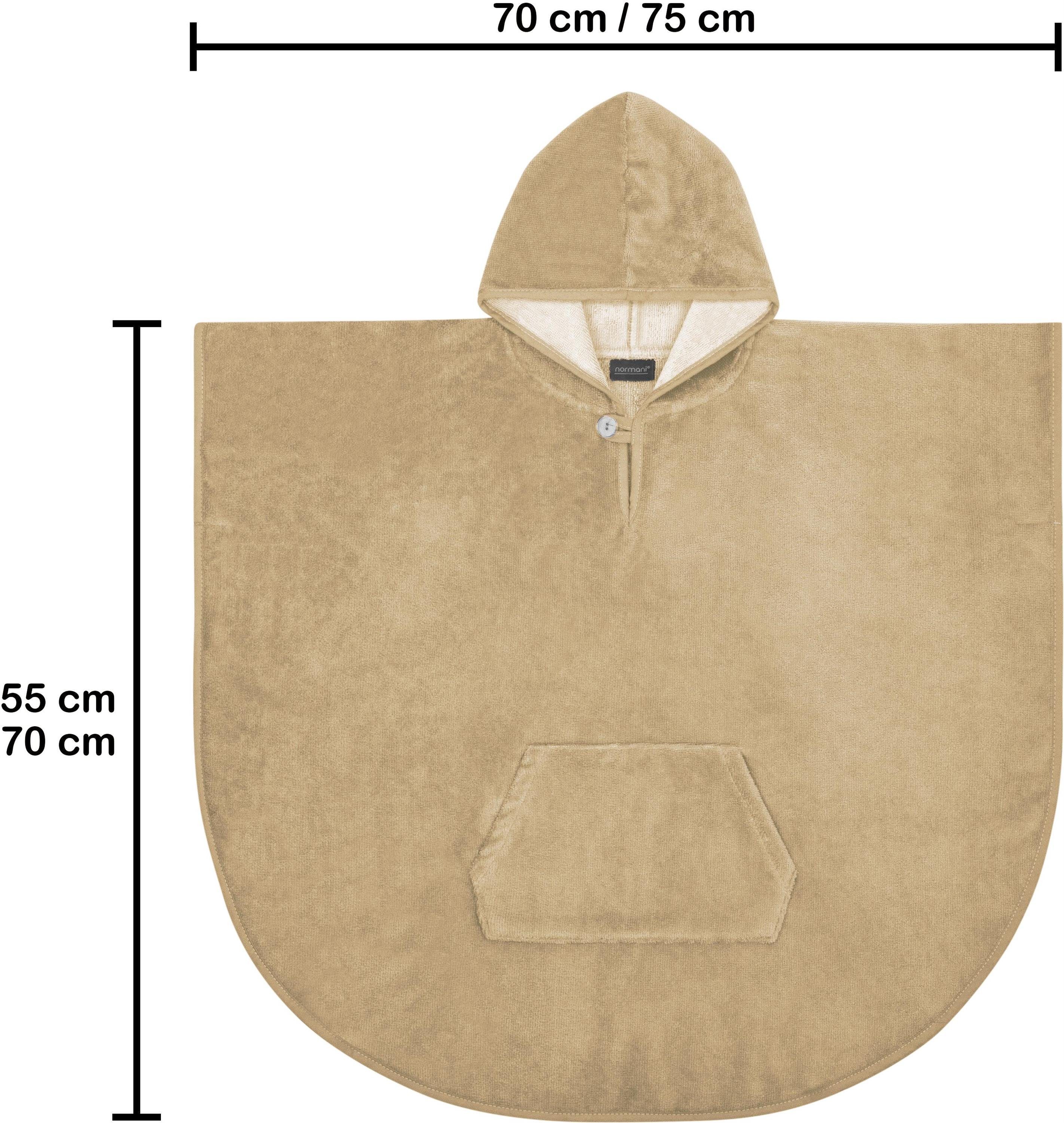 normani Badeponcho Kinder Badeponcho weich Kapuze, Mischfaser, 90-110, mit Beige Melilla, Kapuze Schlupf