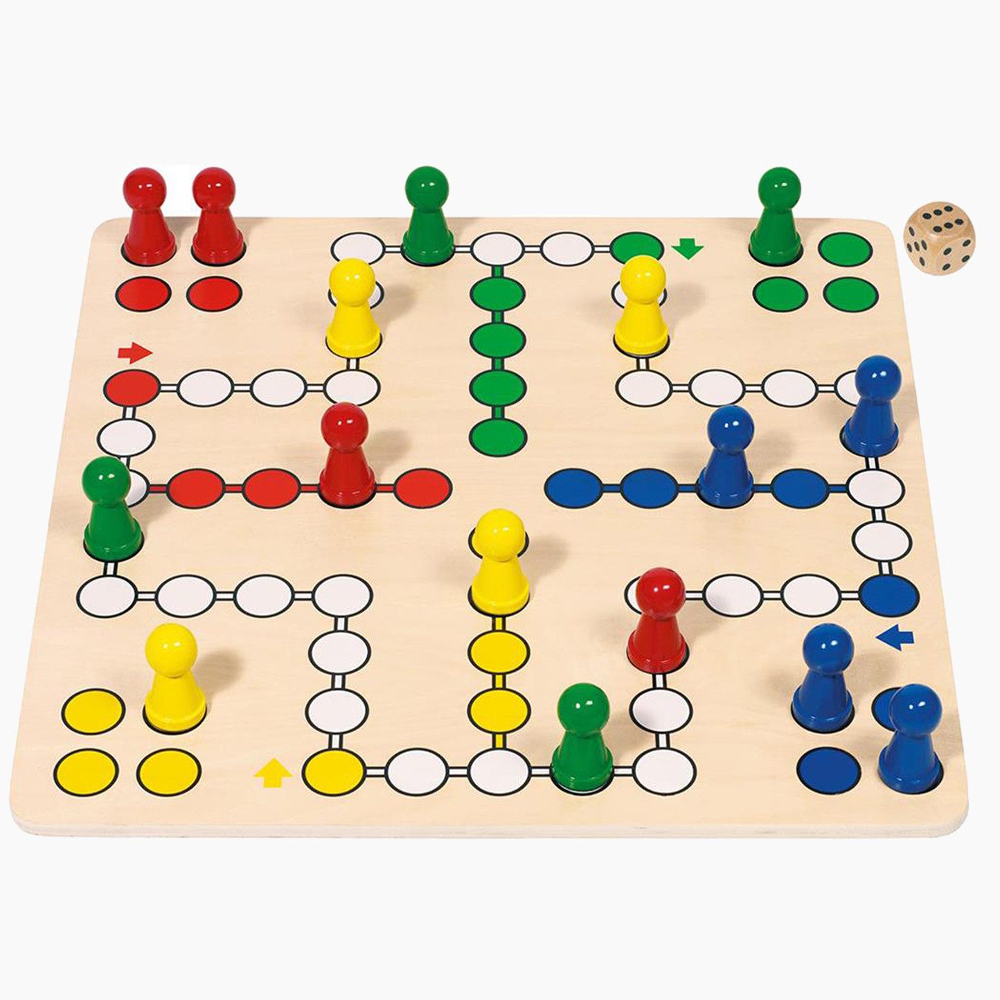 goki Spielesammlung Ludo Brettspiel 45, gesellschaftsspiel, Leicht zu greifende Spielfiguren auf grossen Spielbrett