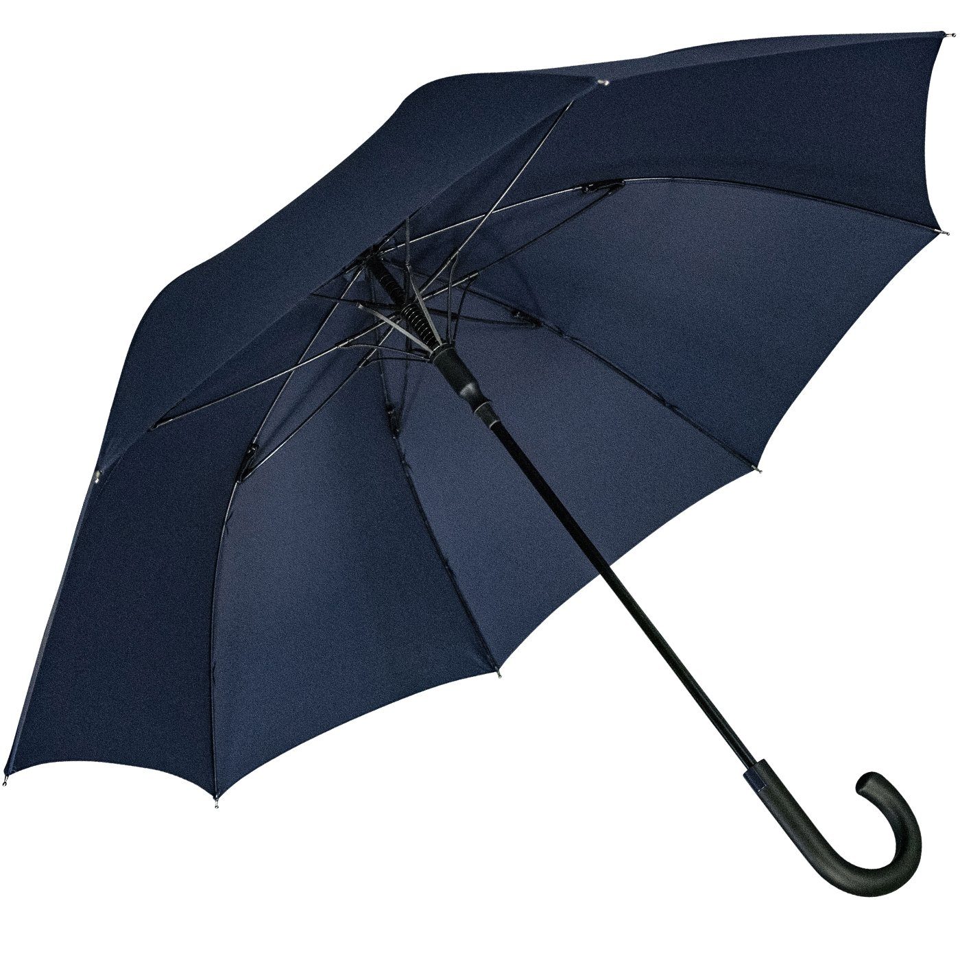 iX-brella Stockregenschirm Fiberglas, XL 110 cm groß, stabil, mit Automatik, mit überschlagfähigem Dach - windproof - blau