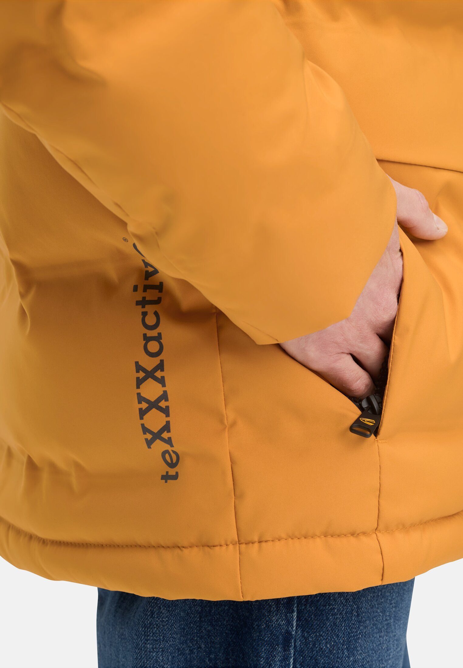 camel active Funktionsjacke mit verstellbarem Saum und Kapuze Langarm Kapuze Markenlabel