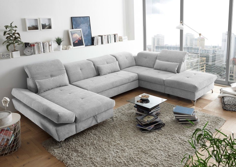 ED EXCITING DESIGN Wohnlandschaft "Melfi U-Form mit Bettfunktion, Bettkaste günstig online kaufen