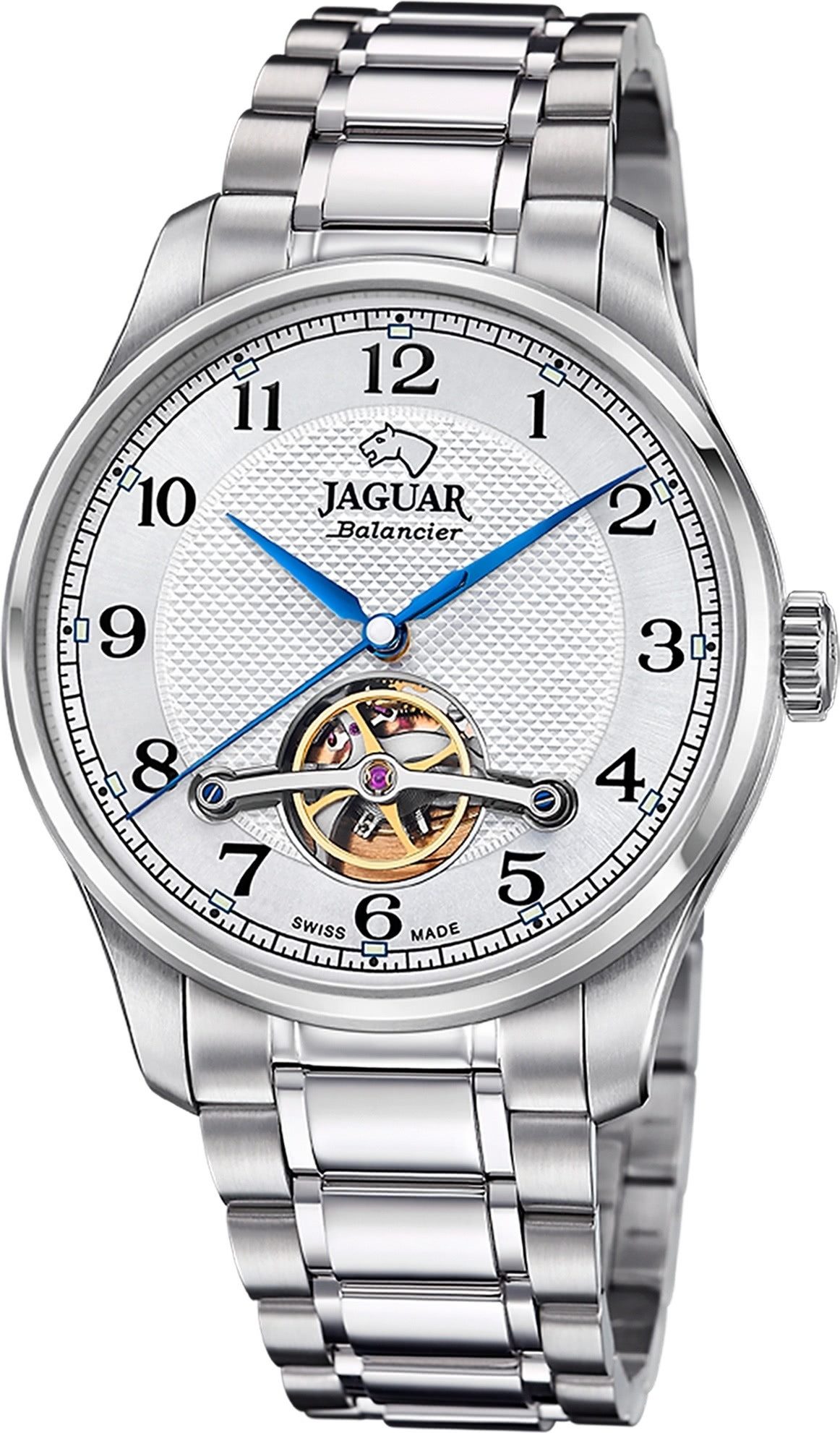JAGUAR Quarzuhr Jaguar Herrenuhr Edelstahl silber Jaguar, (Analoguhr), Herren Armbanduhr rund, Edelstahlarmband silber
