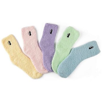 Rnemitery Thermosocken Damen Kuschelsocken Flauschige Socken Wintersocken für frauen (5-Paar)