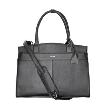 SOCHA Laptoptasche Iconic Black 15.6 Zoll, Businesstasche für Damen - herausnehmbares Laptopfach - extra leicht - Aktentasche mit Tragegurt