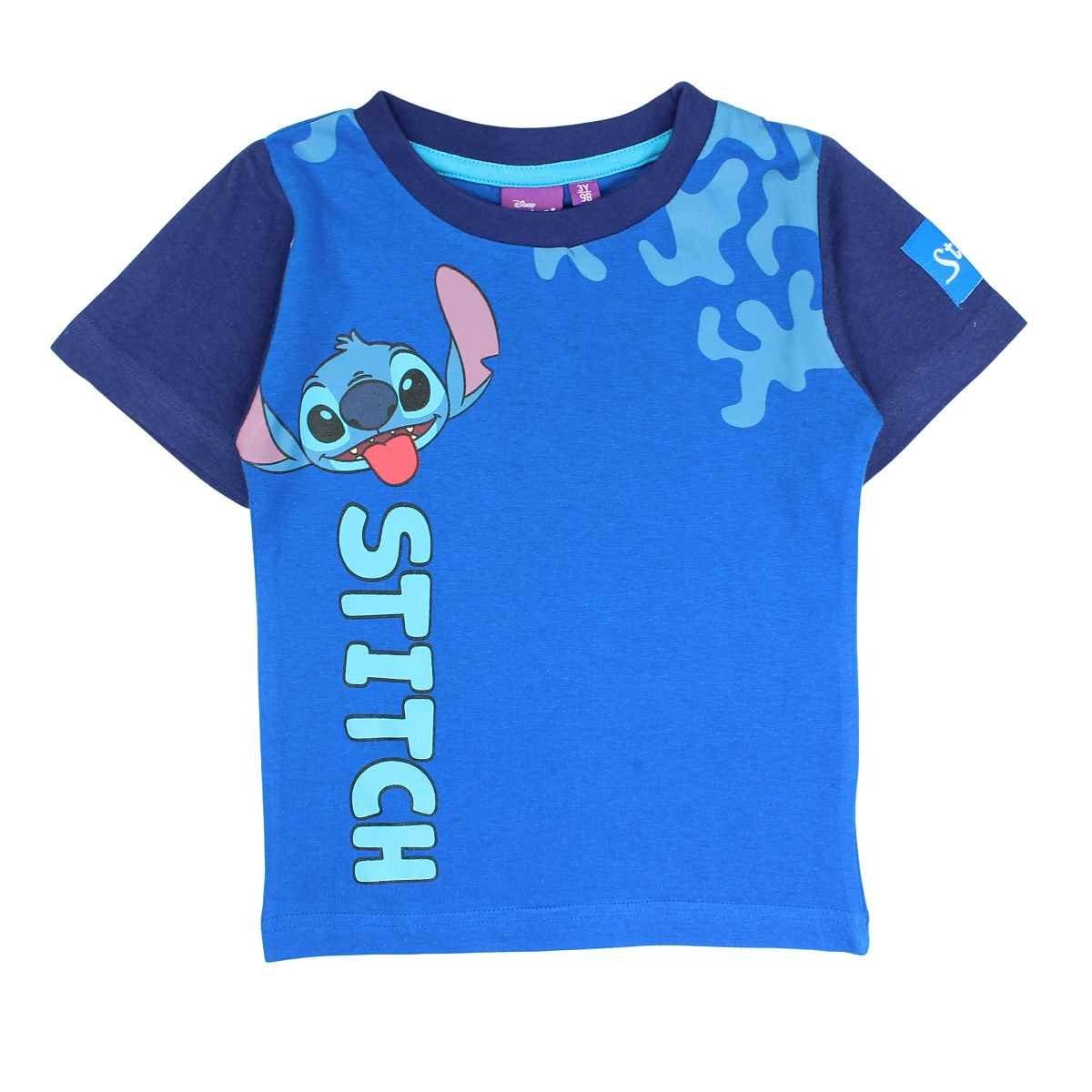 Disney Print-Shirt Disney Stitch Kinder Jungen T-Shirt Kurzarm Shirt Gr. 98 bis 128, 100% Baumwolle