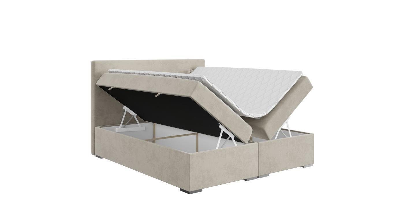 Europa Modern Design JVmoebel in Made Doppelbett Schlafzimmer Boxspringbett Luxus Beige Boxspringbett, Bett Polster