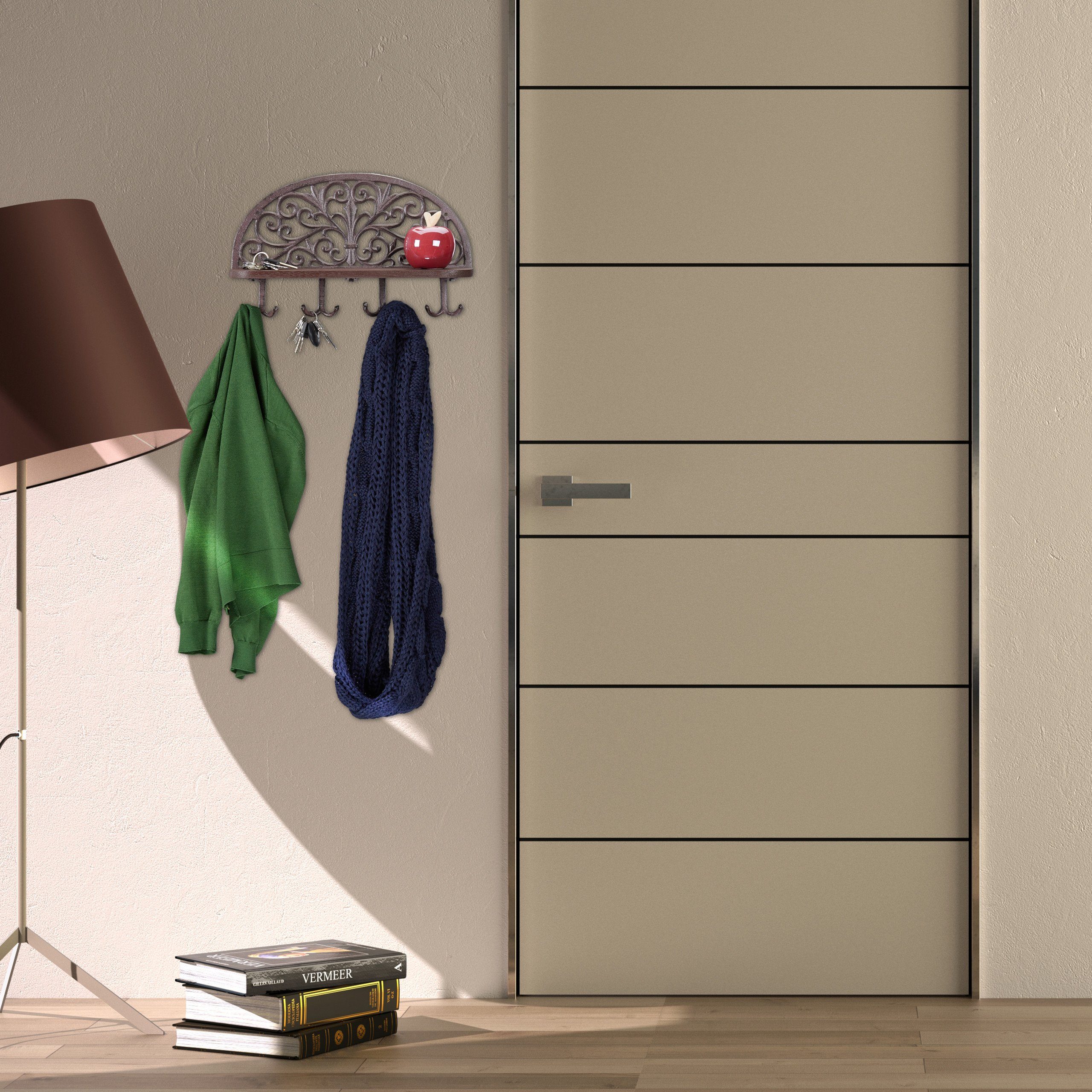 relaxdays Wandgarderobe mit Ablage, Braun günstig online kaufen