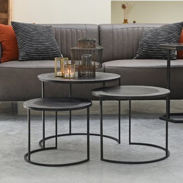 RINGO-Living Beistelltisch Couchtisch Moani in Schwarz aus Metall 3er-Set 450x550mm, Möbel