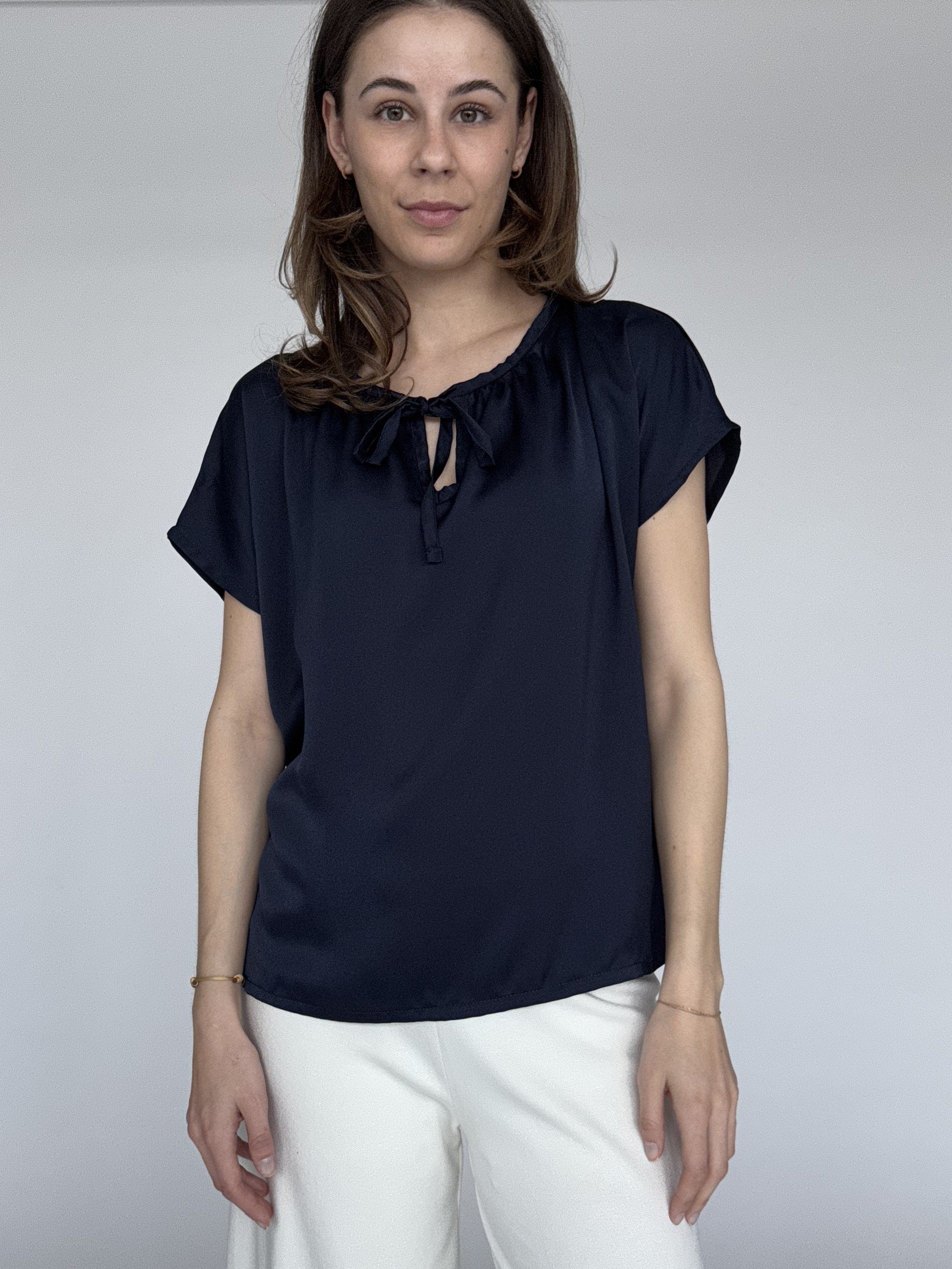 Zuckerwatte Satinbluse mit V-Ausschnitt, SILK TOUCH günstig online kaufen