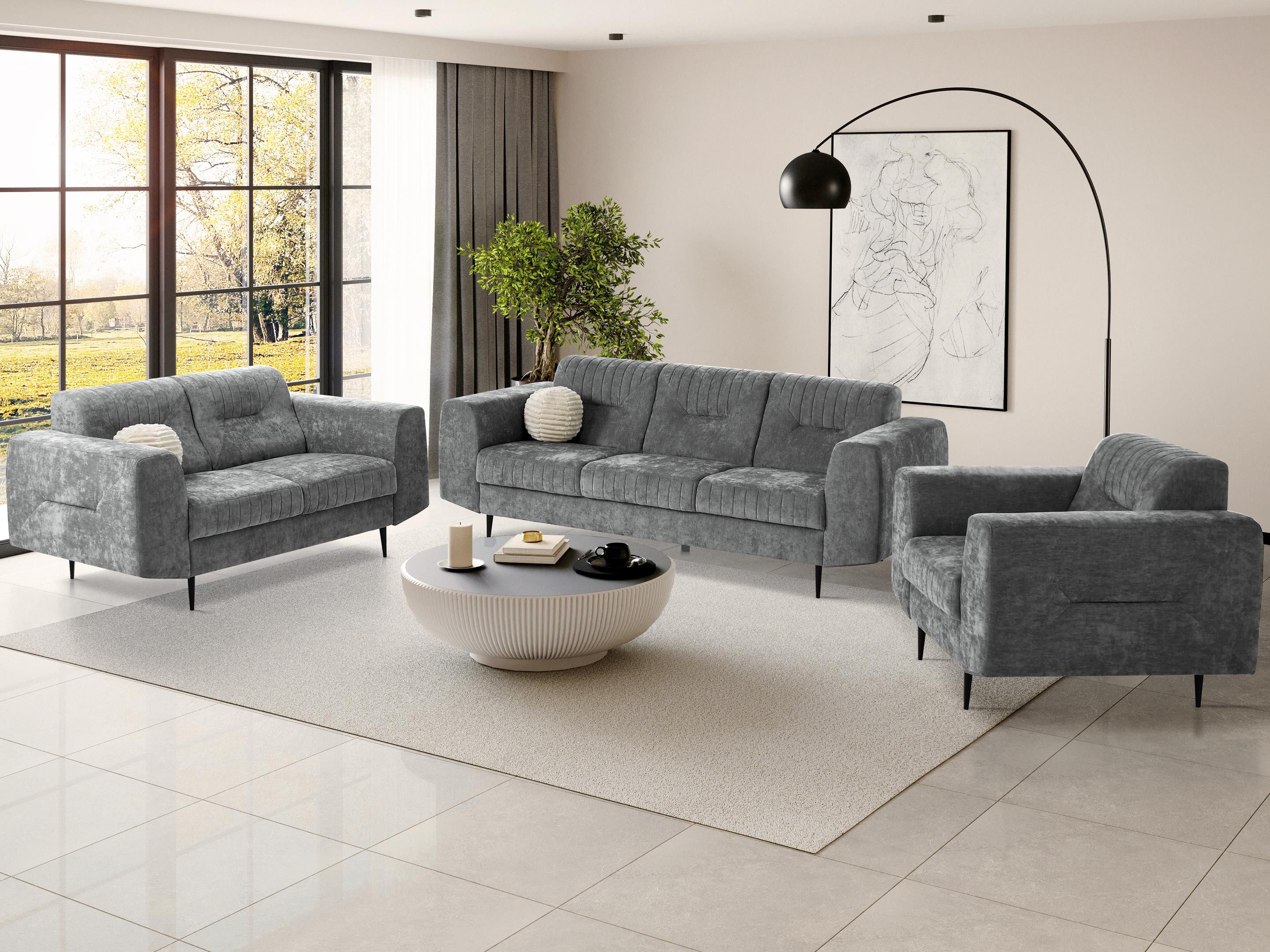 Beautysofa Polstergarnitur im modernen Stil auf hohen Metallbeinen VENEZIA, günstig online kaufen