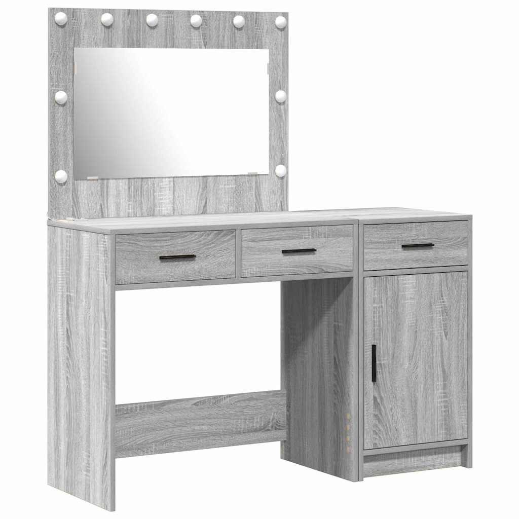 Schminktisch Schminktisch mit Spiegelbeleuchtung 2 pcs Grau Holzwerkstoff