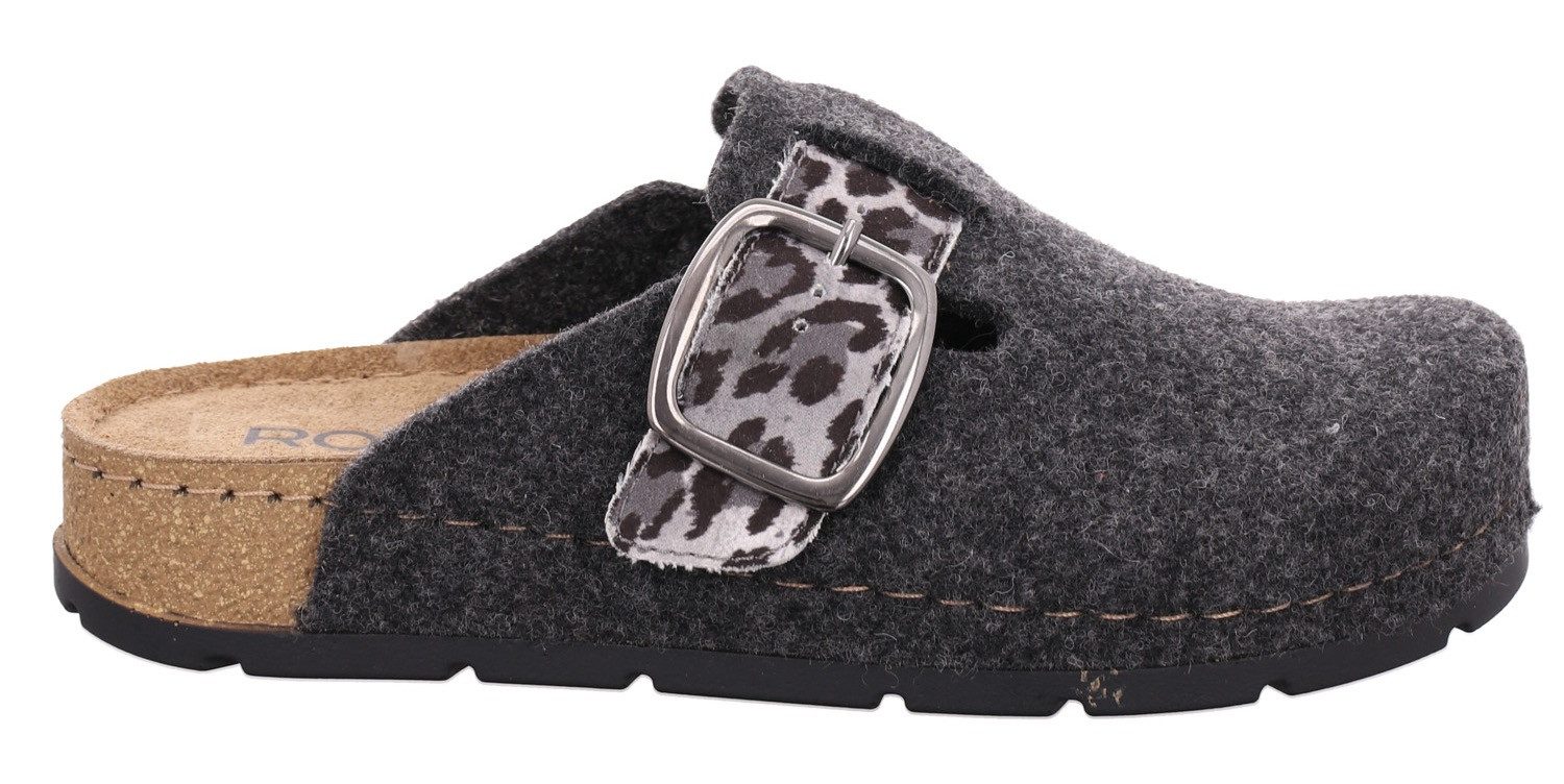 Rohde SOAVE Pantoffel Hausschuh, Filz Clog, Homeslipper mit Plateausohle