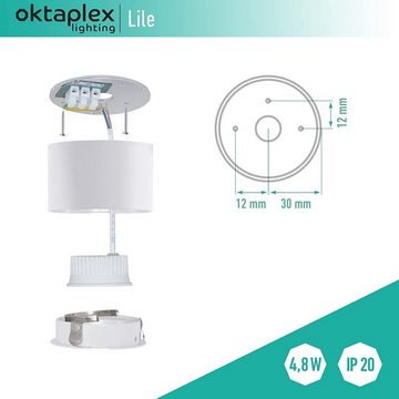 Oktaplex lighting LED Deckenstrahler 3 Stück Aufbauspots inkl. LED Leuchtmittel 5W 380 Lumen, Dimmbar, Leuchtmittel wechselbar, warmweiß, 3000 Kelvin 230V 30° schwenkbar Höhe 50mm weiß