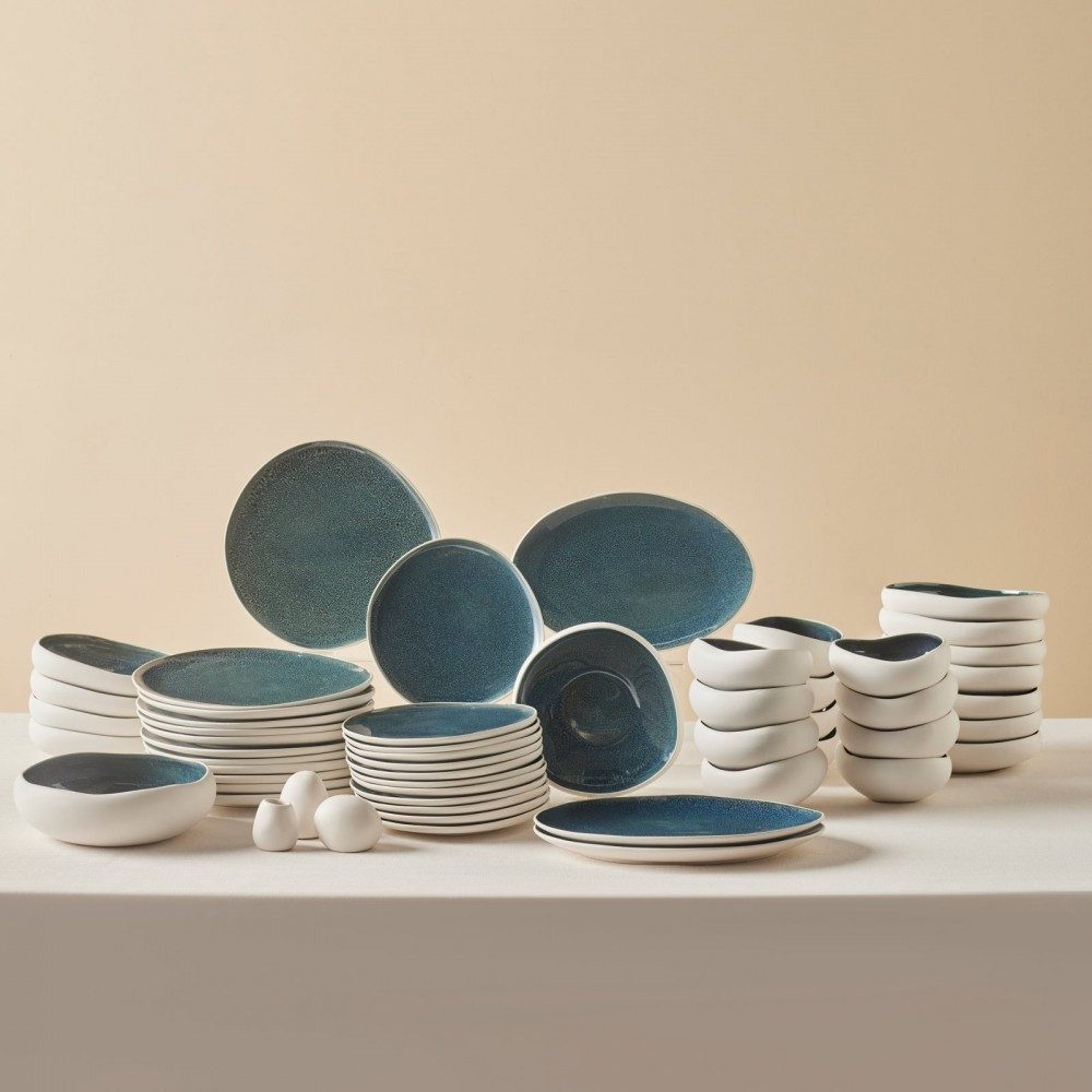 Karaca Geschirr-Set Karaca Earth Collection Galactic Oscar 55 Teilig Geschirrset 12 Person, 12 Personen, Reaktiv Steingut