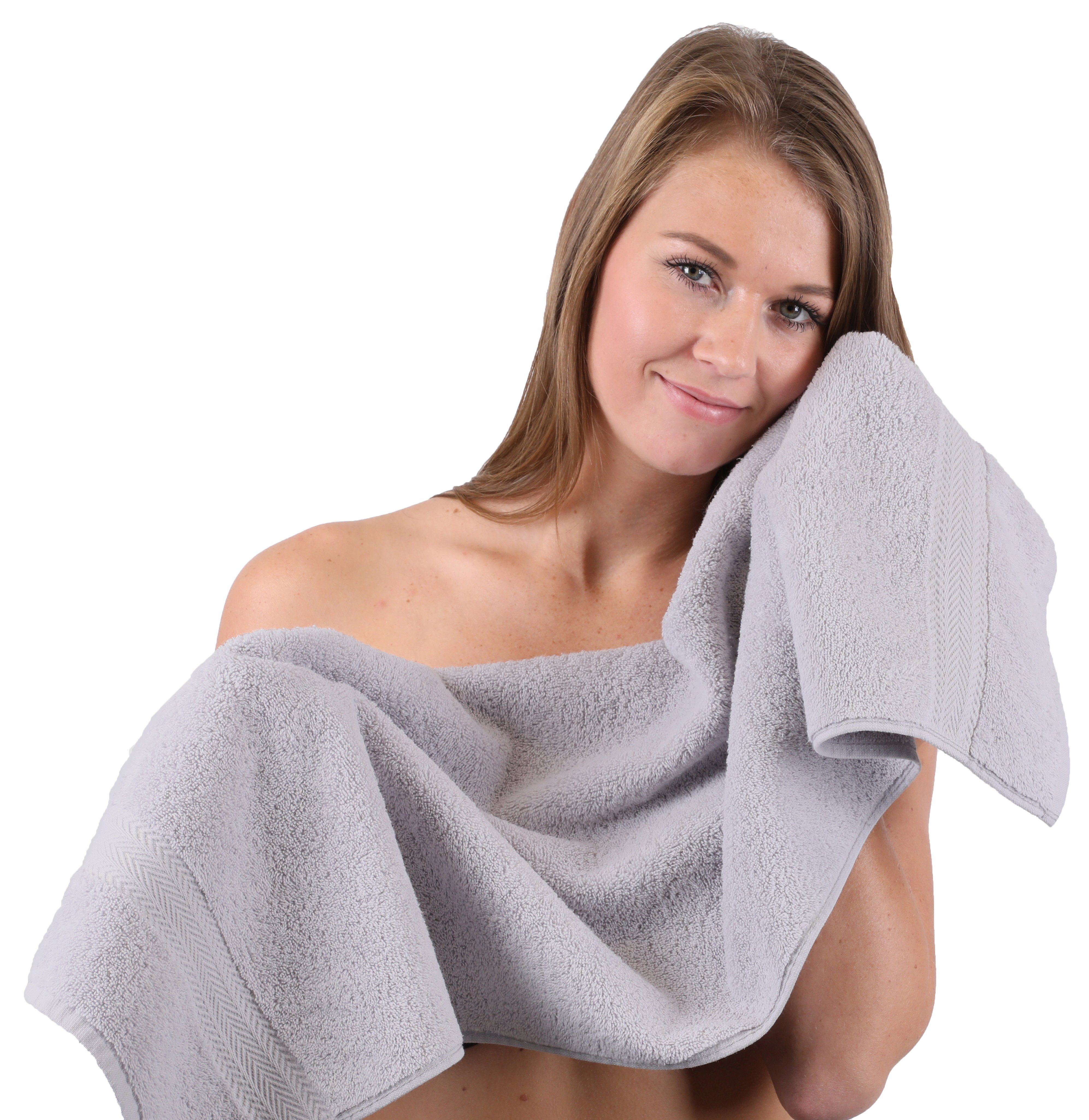 Betz Handtuch 2 100% silber PREMIUM und Set 2 4-tlg. Handtücher (4-tlg) Baumwolle, Duschtücher