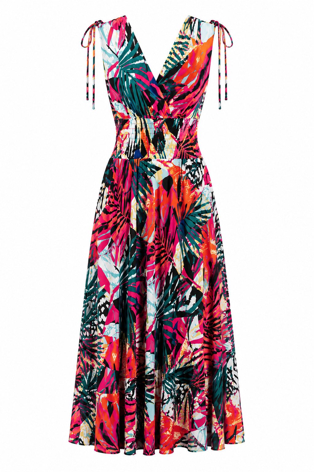 ITALY VIBES Sommerkleid - sommerliches Viskose Maxikleid mit Tropical Print für Damen