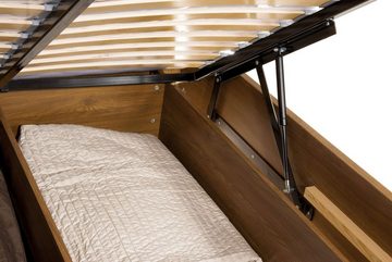 99rooms Massivholzbett Vittorio II Massivholz Eiche Rustikal (Schlafzimmerbett, Bett), 140x200 cm, aus Massivholz, mit Lattenrost, Kopfteil gepolstert