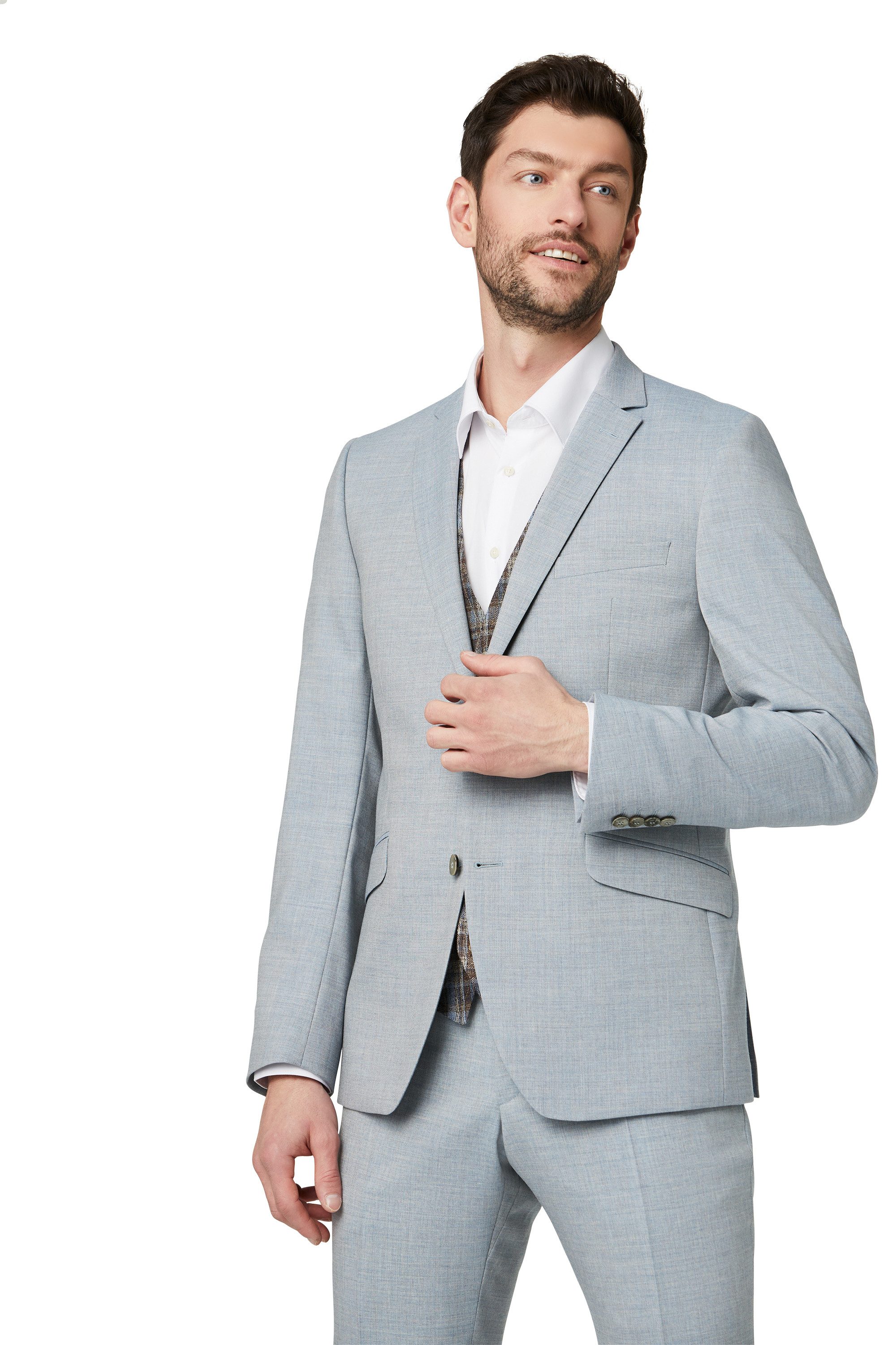 Digel Anzugsakko Rod (1-tlg., Schurwolle) Touching Buttons, Abnehmbarer Revers-Pin