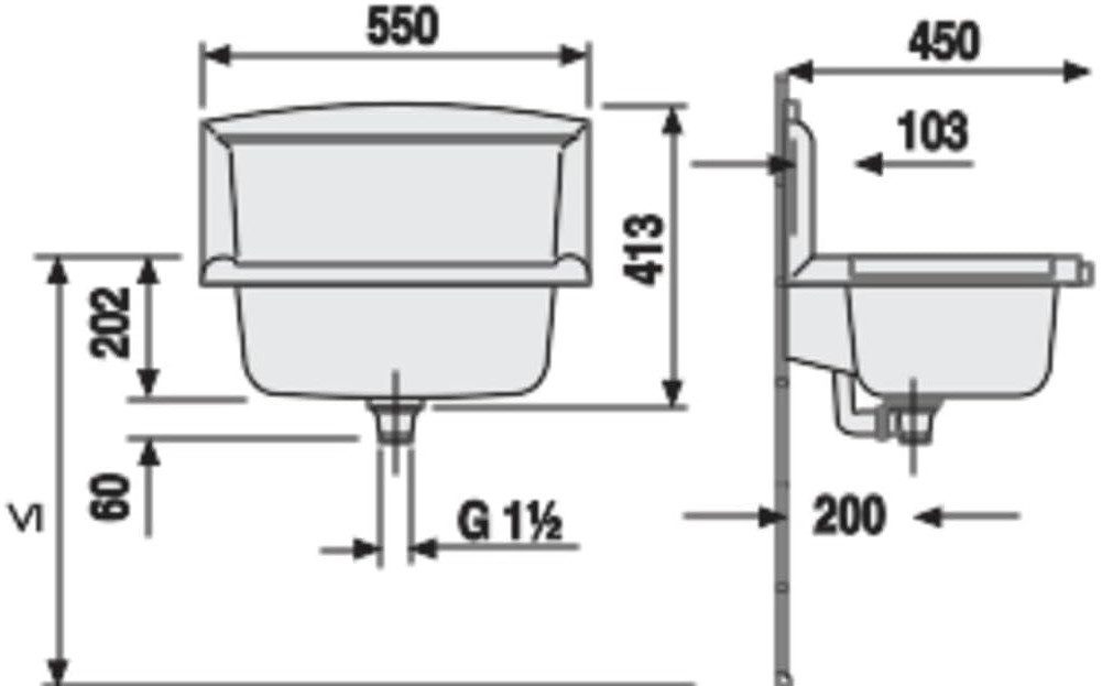 SANIT Waschbecken SANIT / ABUSANITAIR Ausgussbecken Multiset,Spritzschutzrü günstig online kaufen