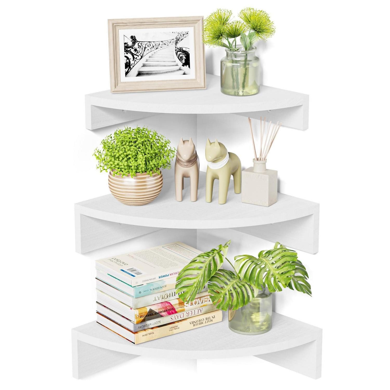 LuxusKollektion Eckregal Eckregal Holz Weiß 3er Set, 3-tlg.
