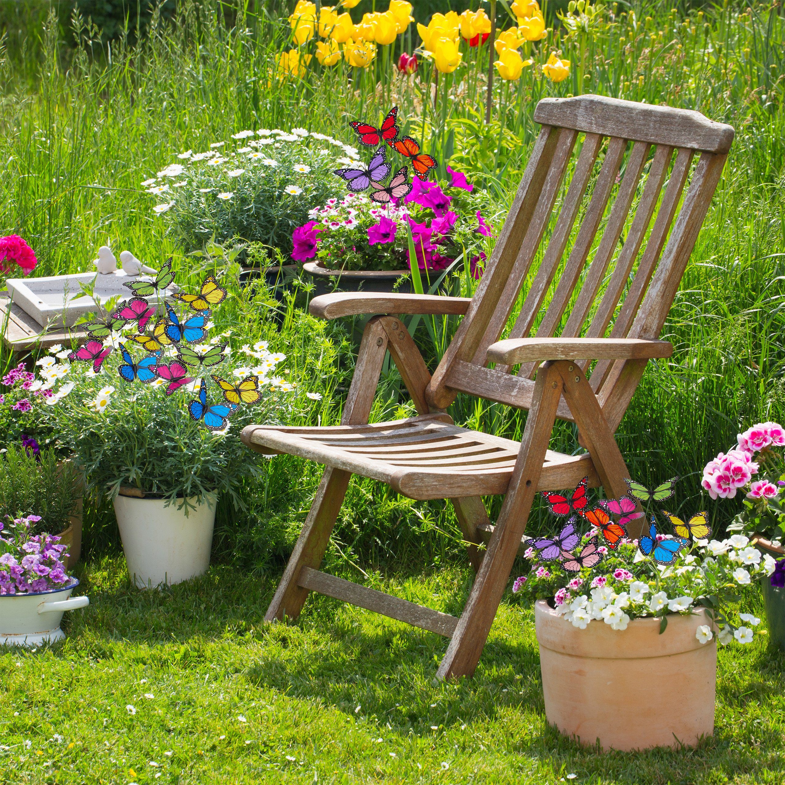 Gartenfigur Gartendeko relaxdays 72 x Schmetterling