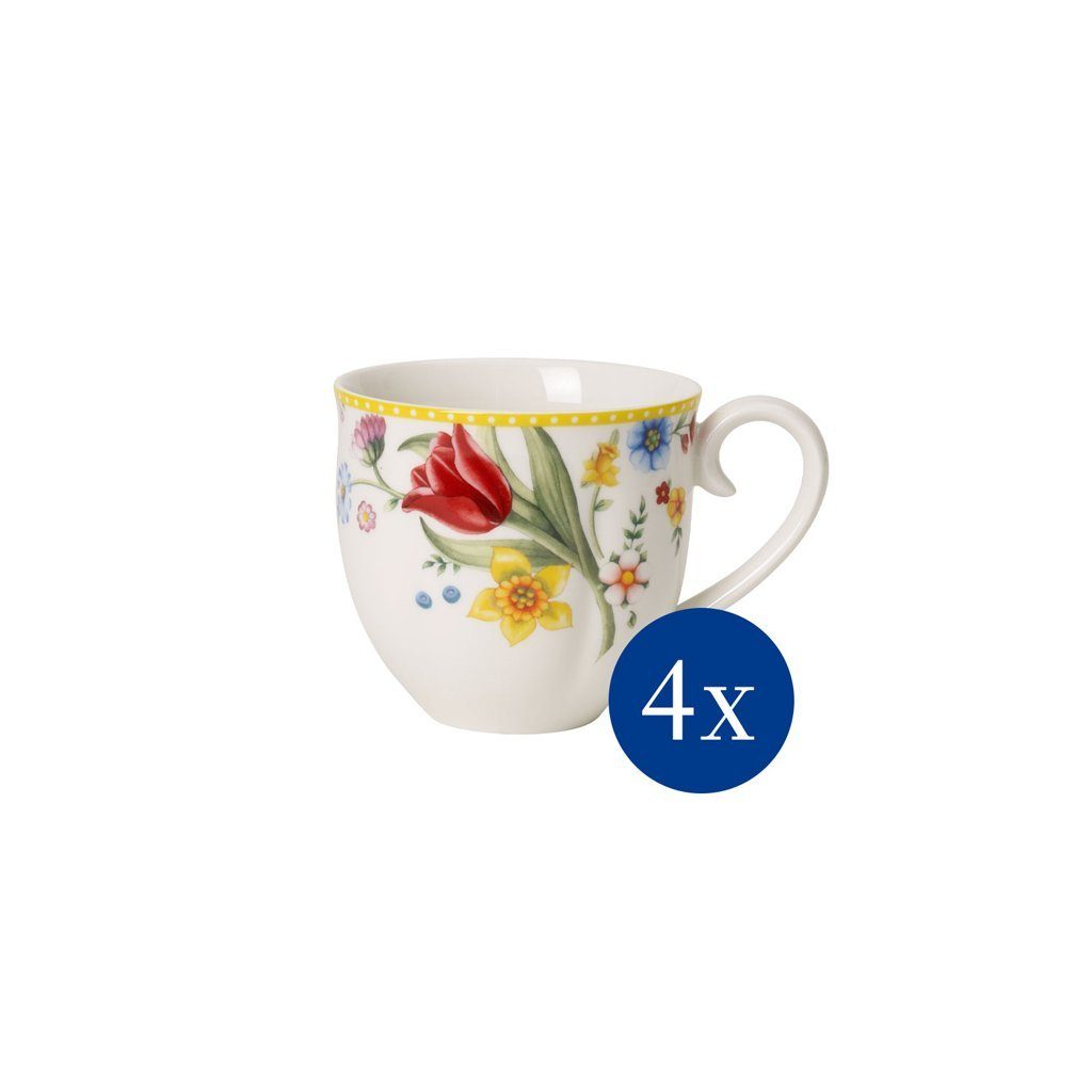 Villeroy & Boch Kaffeeservice Spring Awakening Henkelbecher, 4 Stk, 400 ml (4-tlg), Porzellan