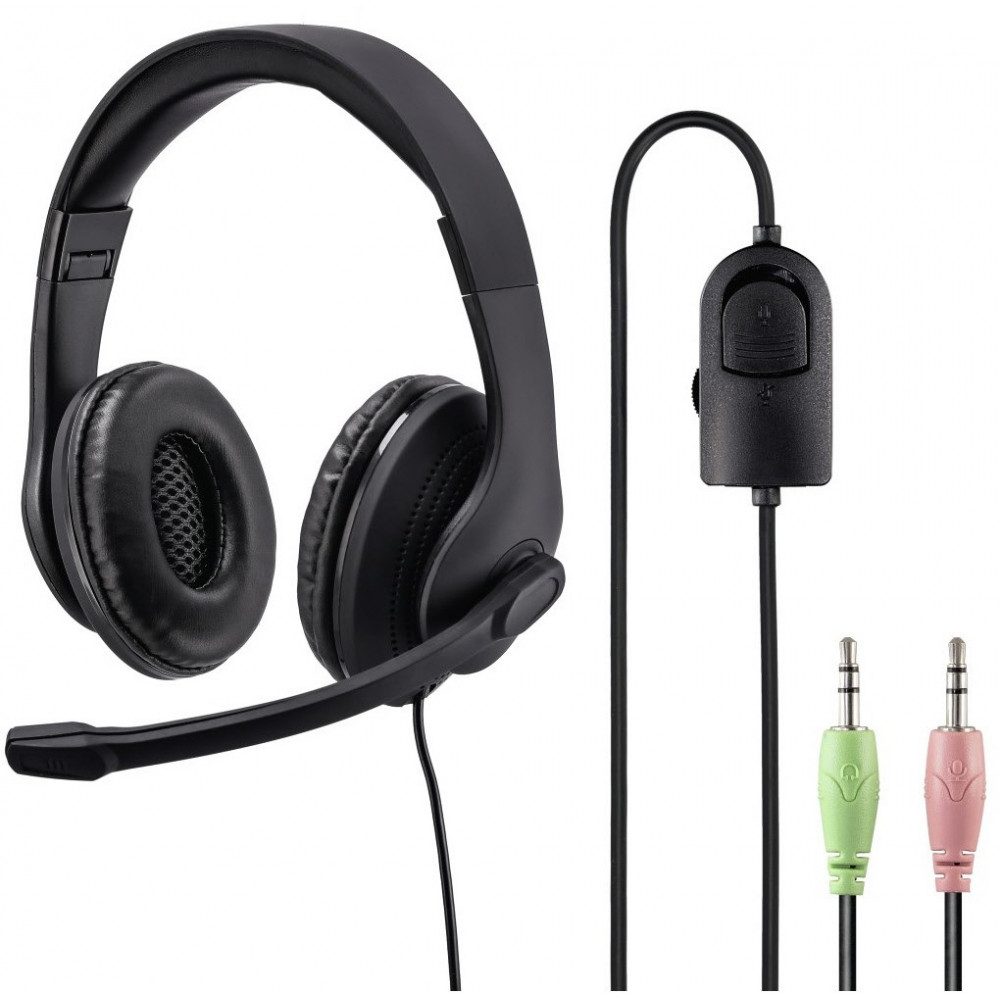 Hama PC-Headset (Stereo-Kopfhörer System, Hochwertiges Stereo-Kopfhörer-System)