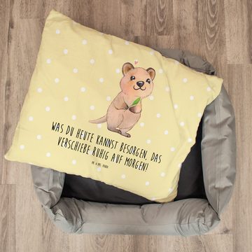 Mr. & Mrs. Panda Tierbett Quokka Happy - Gelb Pastell - Geschenk, Tierbett, Katzenbett, Aufschi, Stilvolles Design