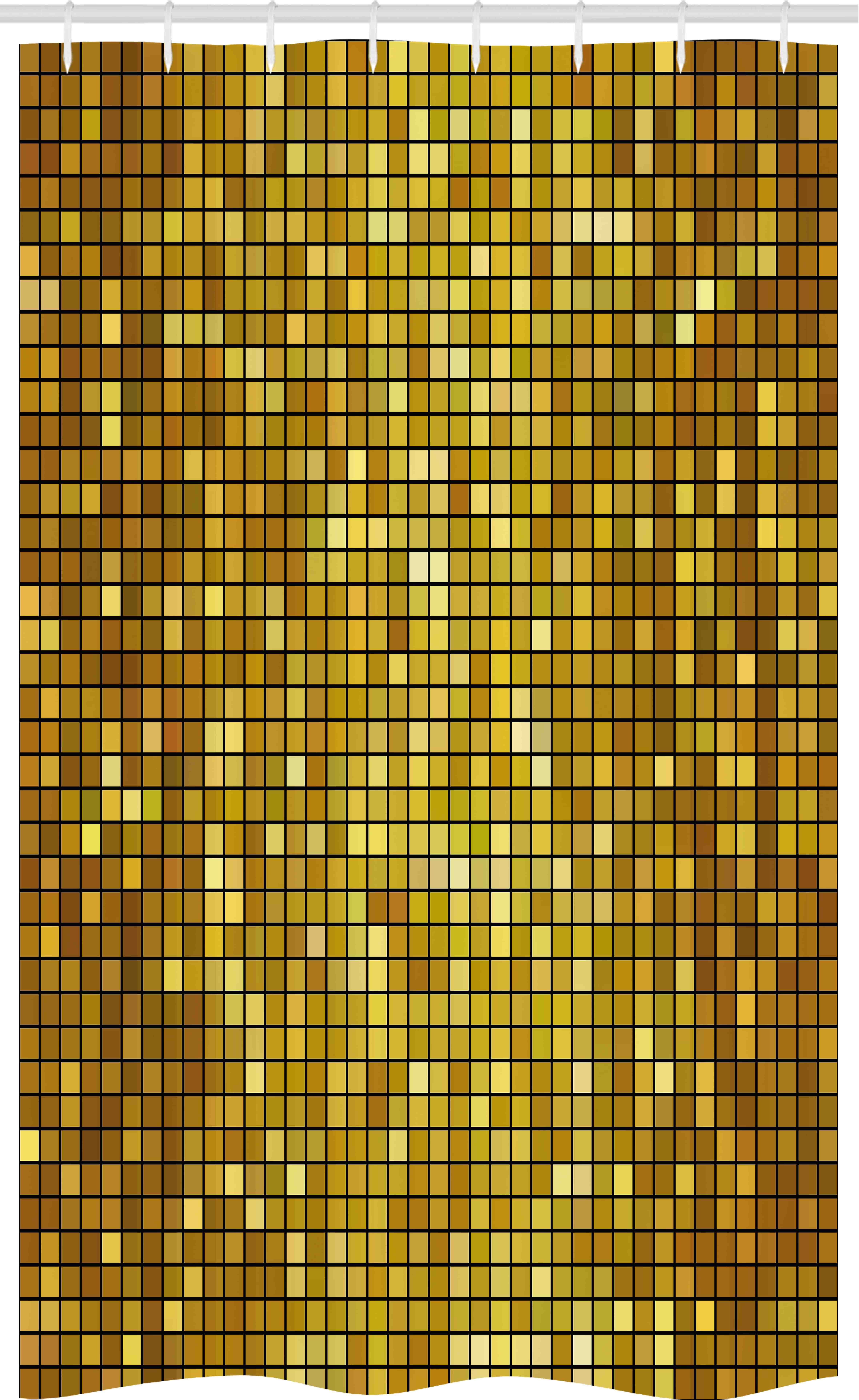 Abakuhaus Duschvorhang Badezimmer Deko Set aus Stoff mit Haken Breite 120 cm, Höhe 180 cm, Ringelblume Ombre Mosaik quadriert