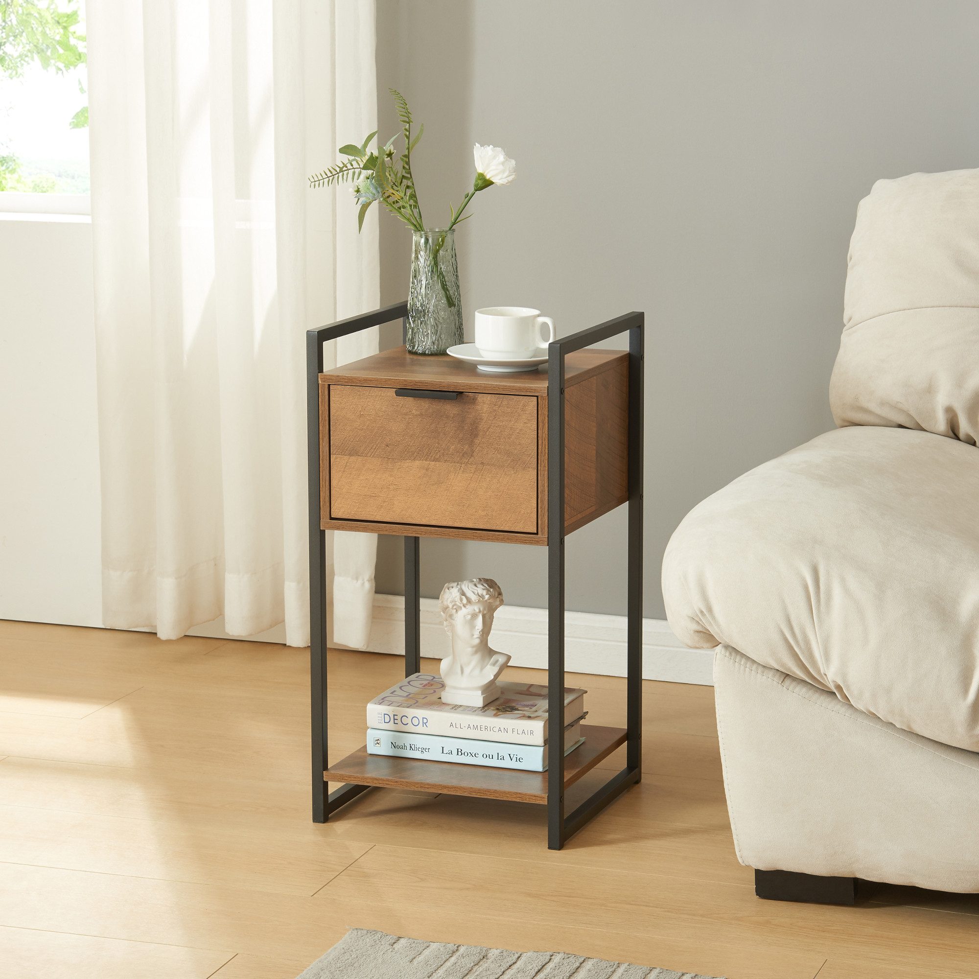 en.casa Beistelltisch, »Namsskogan« 62x33x32cm Walnussoptik günstig online kaufen