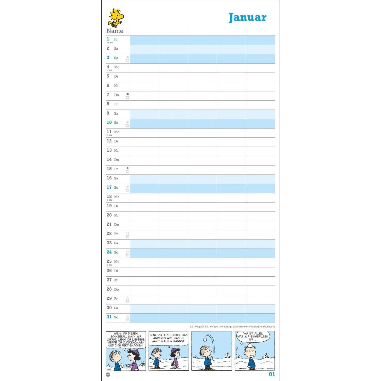 HEYE Wandkalender Peanuts Familienplaner 2027 – Bild 2 von 5