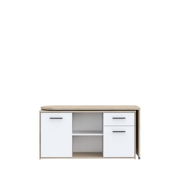 freiraum Schreibtisch ALIKLIA, in Sonoma Eiche, Weiss - 144x74,1x50cm (BxHxT)
