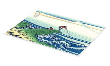 Posterlounge Poster Katsushika Hokusai, Ein Fischer steht auf einem Fels am Kajikazawa in der Provinz Kai, Wohnzimmer Maritim Malerei