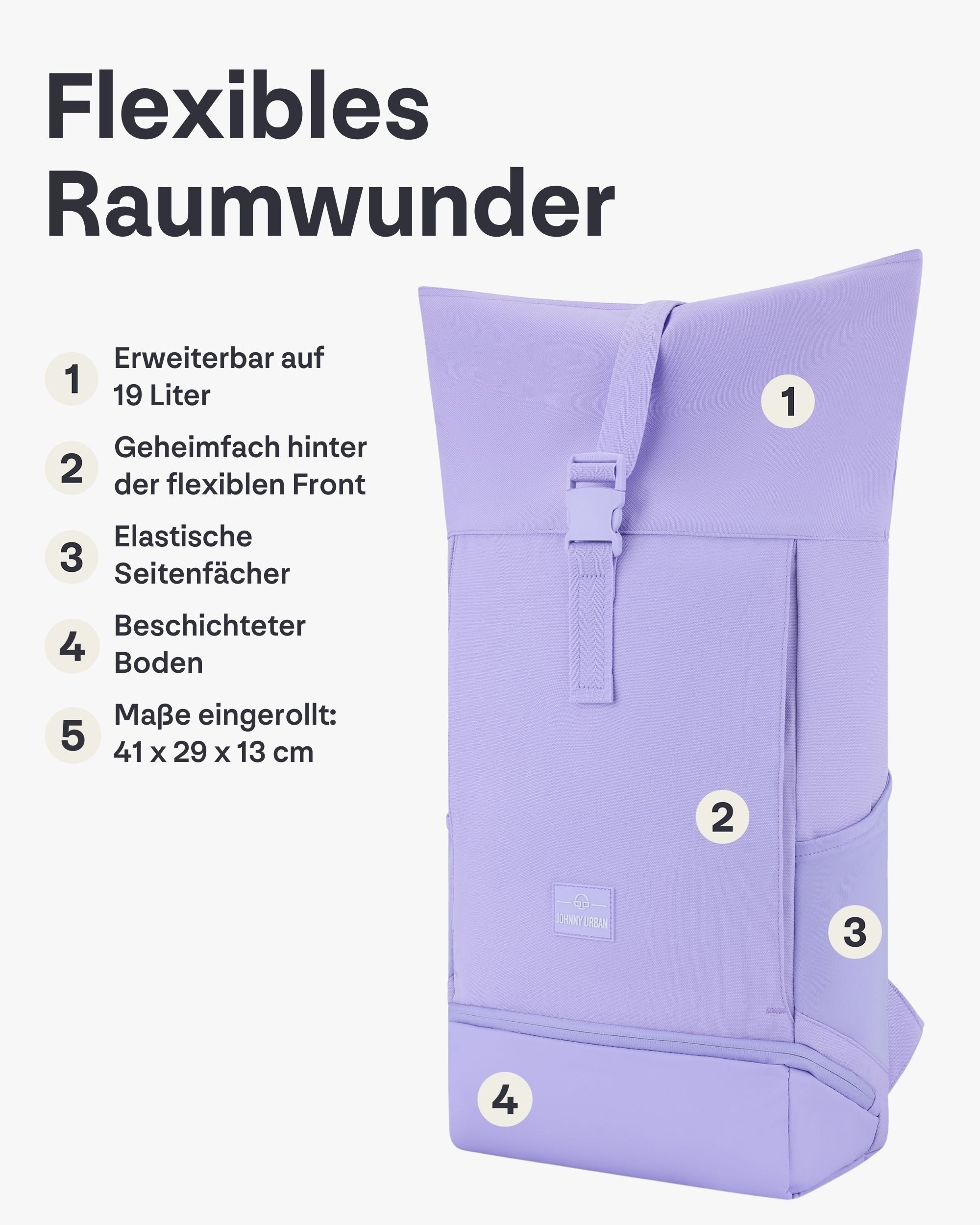 Johnny Urban Cityrucksack Allen Medium Rolltop mit Laptopfach (1-tlg), Wasserabweisend