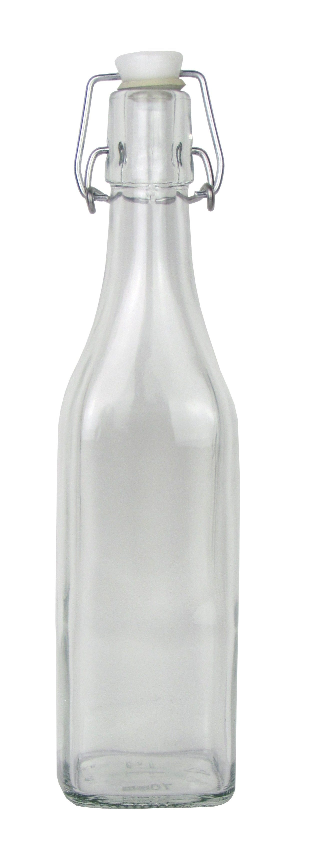 Glasflasche 500ml Bügelverschluss 6 International vierkant á Trinkflasche mit x Haushalt