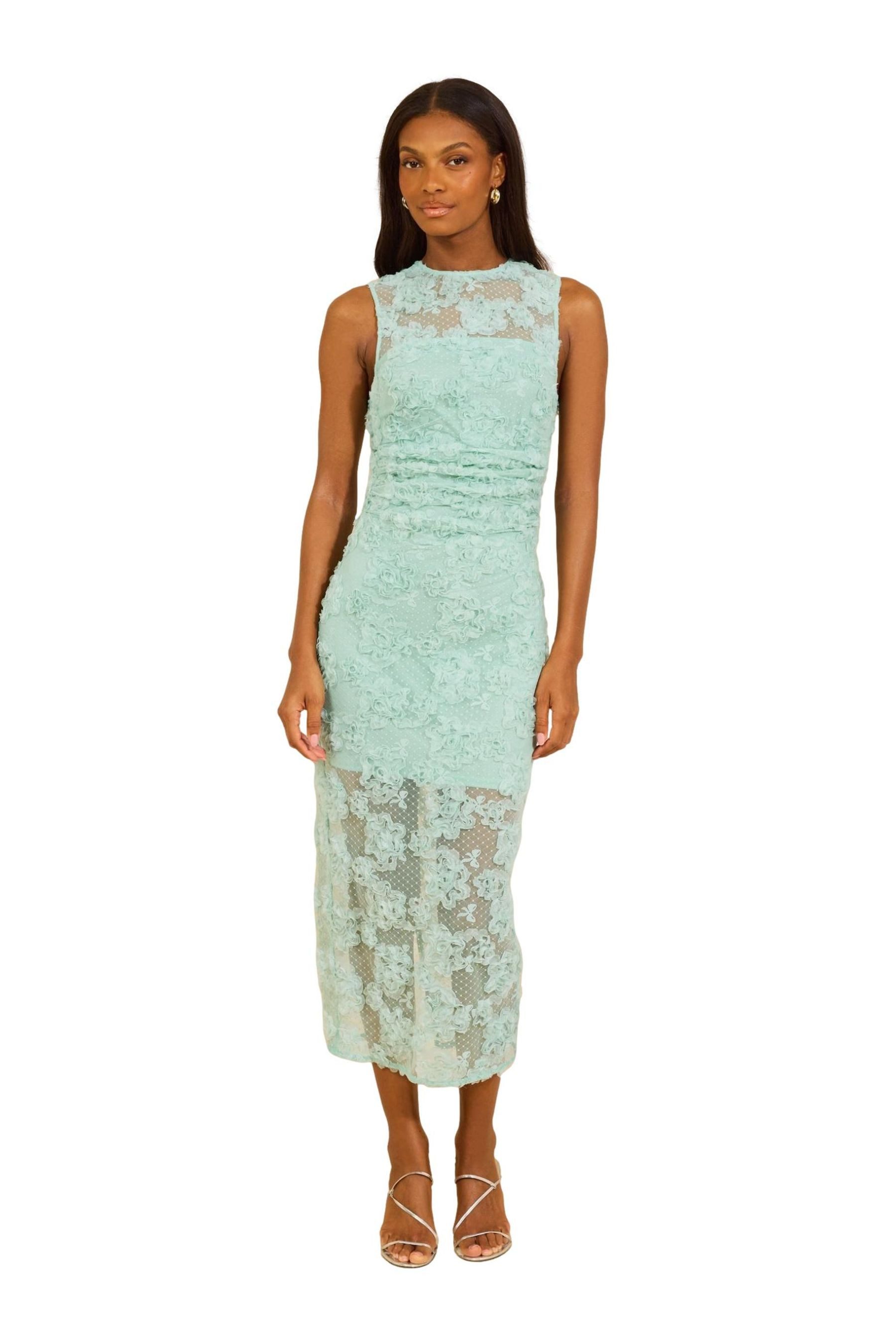 LIPSY Meshkleid Lipsy Bodycon-Kleid mit 3D-Blumen Midaxi, Regular (1-tlg)