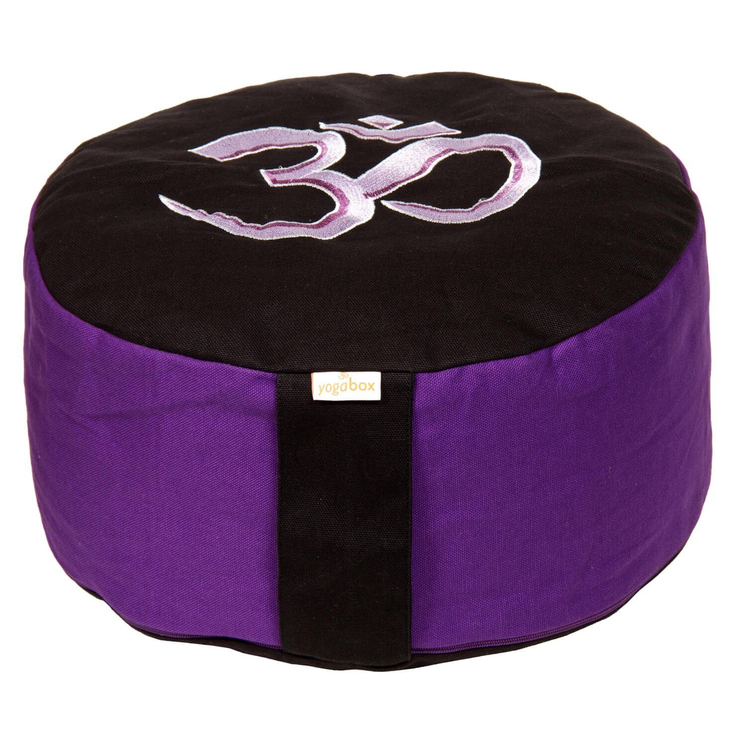 yogabox Yogakissen Glückssitz mit OM-Symbol violett/schwarz