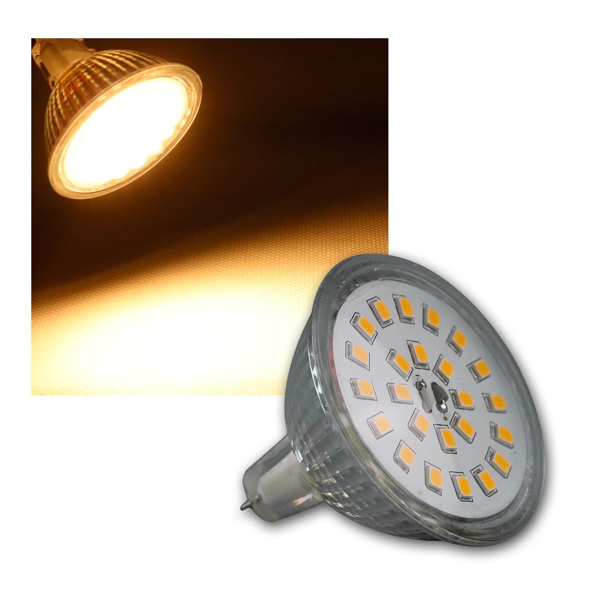 ChiliTec LED-Leuchtmittel LED Strahler MR16 "H55 SMD" 120° 400lm warmweiß 5W, warmweiß